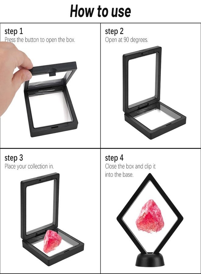 giteo bedding 15PCS 3D Floating Frame Display Case, Black Durable Challenge Coin Holder Stand, Multi-Functional Transparent PE Jewelry Storage Box for Medallions, Coins, Medals, Specimen - Image 4